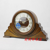包邮RHYTHM日本丽声钟CRG108欧式钟表/实木座钟复古设计/卧室台钟