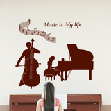 音乐墙贴弹钢琴女孩贴纸大提琴墙贴纸音乐教室琴行装饰五线谱帖饰