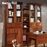 百谷 实木书柜 两门书柜五门组合书柜 现代中式特价实木家具S110