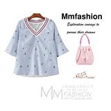 MMFS外贸原单剪标女装雪纺衫2016夏新款韩国单小清新甜美套头衬衫