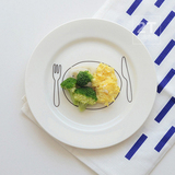 北欧日式创意陶瓷餐具 手绘刀叉早餐盘点心盘甜品盘 水果盘