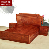 中式实木床红木家具1.51.8米双人大床非洲缅甸大果紫檀花梨木床