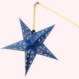 国庆节手提杆五角星星纸灯笼 装饰挂饰 节日儿童七彩灯发光小玩具