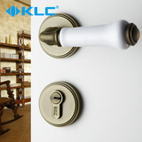 德国KLC欧式青古铜分体门锁室内房门锁实木门锁陶瓷把手纯铜锁芯