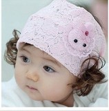 韩国兔子女童婴儿发饰头饰可爱假发帽头套宝宝发带假卷发拍照头箍