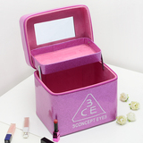 韩国3CE化妆包大容量 手提双层镜子化妆箱 高档化妆盒可爱收纳包