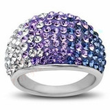 美国正品代购 Jewelry 紫色-白色渐变施华洛世奇水晶 925纯银戒指