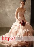 2015vera wang王薇薇新款抹胸灵动设计/新娘时尚肉粉色拖尾婚纱
