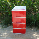 包邮四层抽屉红色柜袜子收纳柜整理柜塑料桌面抽屉式收纳盒柜子