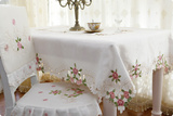 特价促 欧式绣花桌布|布艺餐桌布|台布|茶几布 椅子套椅套  白色