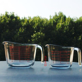 耐热钢化玻璃量杯 带刻度带把牛奶杯 烘焙工具量杯 果汁杯可微波