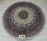 圆形真丝地毯 183x183厘米 高档波斯地毯 出口土耳其手工艺术毯