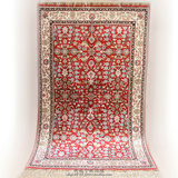 波斯红100%桑蚕丝地毯 出口土耳其富贵花手工真丝地毯77x127厘米