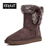 StSat星期六冬季专柜女鞋短筒新品圆头冬款新款靴子SN34DU0112