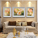 客厅餐厅卧室装饰画欧式有框画现代简约郁金香手绘油画花卉YJX-01