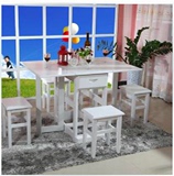 特价实木餐桌松木折叠桌凳一桌四凳可伸缩成套折叠桌饭桌小桌子
