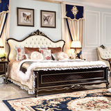 简约欧式床双人床全实木床1.8米橡木床婚床大床卧室家具套装组合