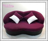 爆款简约布艺创意客厅欧式现代 宜家双人嘴唇时尚个性紫红沙发椅