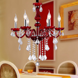 欧式水晶吊灯 简约时尚现代红色蜡烛水晶灯具客厅餐厅灯卧室
