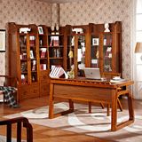 水曲柳家具实木书柜自由组合书柜书架带玻璃门半开放式转角书橱柜