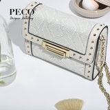PECO独立设计2016春夏新品白色羊皮单肩斜挎迷你链条包小白龙包包