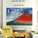 神奈川富士山 日式浮世绘现代无框装饰帆布画挂画无款画相框画芯