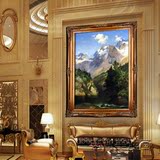 欧式油画山水客厅别墅壁炉玄关有框装饰画挂画手绘古典风景油画15