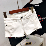 2016夏装新款韩版低腰白色牛仔短裤女弹力修身显瘦磨破超短热裤潮