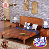 红木家具非洲花梨刺猬紫檀明清古典中式简约双人大床1.8米特价