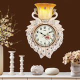 新款欧式钟表创意挂钟客厅静音壁钟卧室装饰挂表带灯 LH257FY
