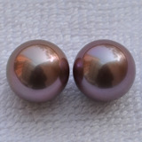 天然紫色爱迪生淡水珍珠对珠大珍珠裸珠14-15mm极品603151405D