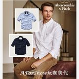美国代购AF现货正品Abercrombie Fitch 牛津纺旗舰款长袖男衬衫