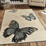 定做简约后现代新古典欧美式羊毛混丝卧室客厅地垫炕毯蝴蝶地毯