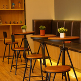 咖啡厅休闲桌椅西餐厅甜品店奶茶店小茶几酒吧实木铁艺三件套组合