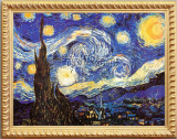 手绘油画装饰画世界名画梵高星空有框画名画临摹印象派风景画f138