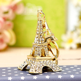 韩国创意礼品水晶精品水钻埃菲尔铁塔汽车钥匙扣女包挂件饰品链圈