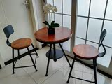 特色法式铁艺复古实木座椅星巴克咖啡馆酒吧室内户外休闲升降桌椅