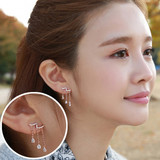 韩国明星同款 925纯银珍珠耳钉耳环水滴流苏长款女锆石耳坠防过敏