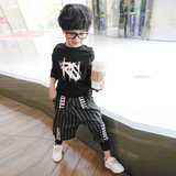 凯文家童装2016秋装新款男童韩版个性字母毛圈T恤长袖宽松版卫衣