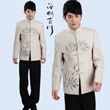 中国风唐装秋冬装男士外套中老年中式民族风羊毛呢父亲装男装上衣