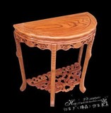 东阳木雕 花梨木 中式仿古实木红木家具 半月桌子 半圆桌 半月台