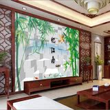 武汉名艺画苑-家居现代装饰画玻璃画-3d方块绿竹背景墙定制安装