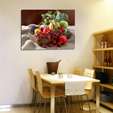 轩逸简约餐厅装饰画 玄关竖版无框画餐厅走廊挂画水果篮 单幅