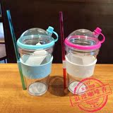 正品星巴克咖啡杯子2016年冷水吸管塑料随行杯蓝/粉红色自带杯套