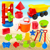建雄儿童沙滩玩具套装大号玩沙工具宝宝挖沙戏水大号工程车沙滩桶