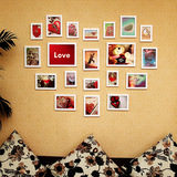 王斌相框 20框心形实木照片墙 婚庆挂墙相框画框 浪漫爱心相片墙