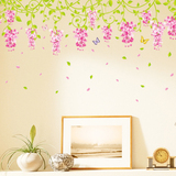 紫藤花顶角线墙贴 可移除墙贴纸 卧室背景装饰贴画花藤处理价