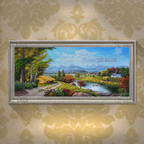 简约欧式田园丰收风景油画有框画纯手工手绘客厅餐厅装饰画DL857