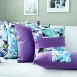 田园抱枕花朵印花紫色布艺长方形创意椅子床上沙发抱枕套大靠垫套