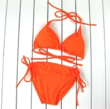 海边度假 靓丽夺目 橙色 系带比基尼泳衣/女士泳衣/小胸bikini